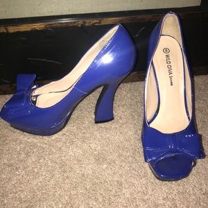 👠 Wild Diva Lounge Blue Heels H12